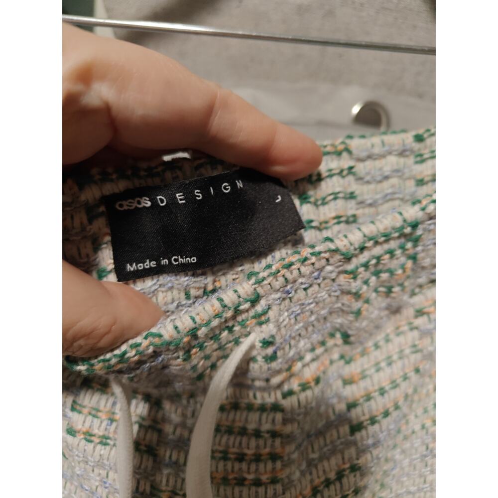 ASOS Design Heavyweight Textured Tweed Bermuda Shorts Drawstring Size L Pockets - Picture 4 of 5